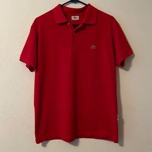 Lacoste Red Polo Shirt, Casual, Button Up, Contemporary, Simple